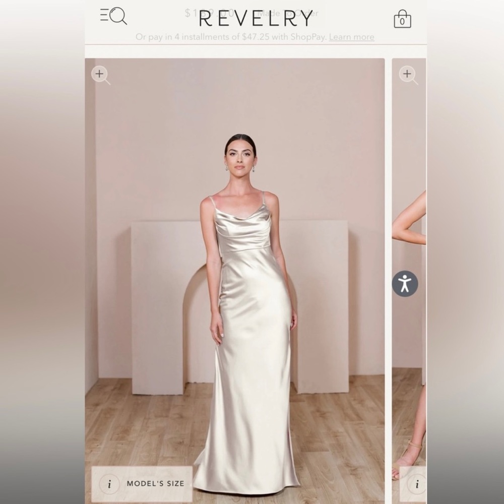 Revelry Skye Satin size 8 in soft champagne